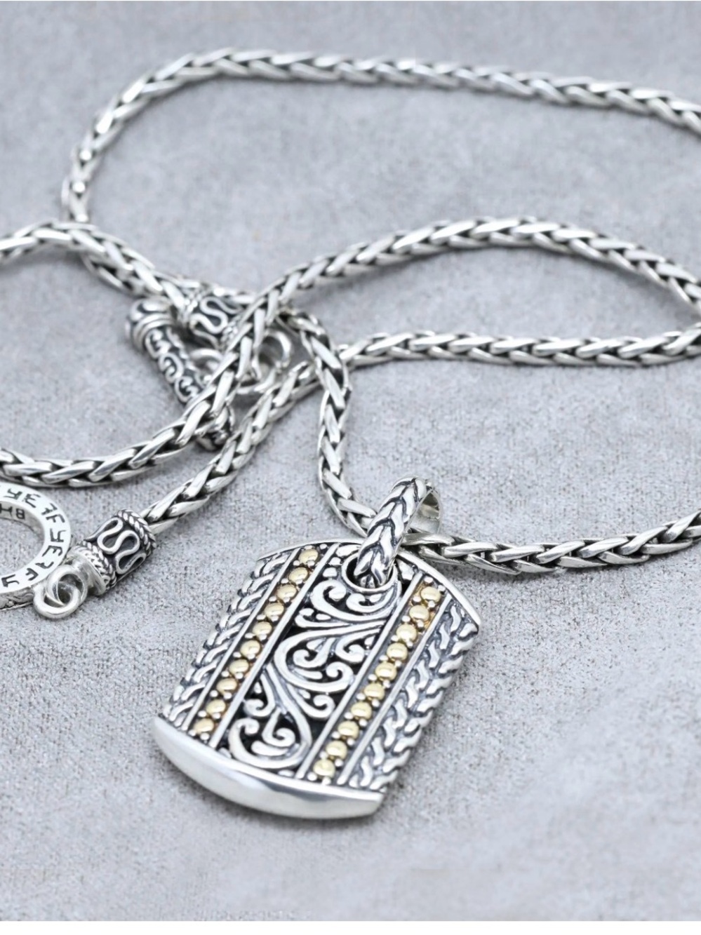 EFFY 925 sterling silver chain necklace 18" with silver & 18k gold pendant